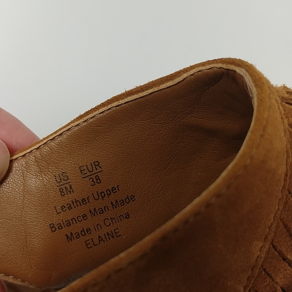 Sam Edelman Elaine Saddle Suede Fringe Block Heels - Picture 6 of 6